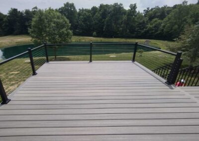 Deck with metal and wire railing
